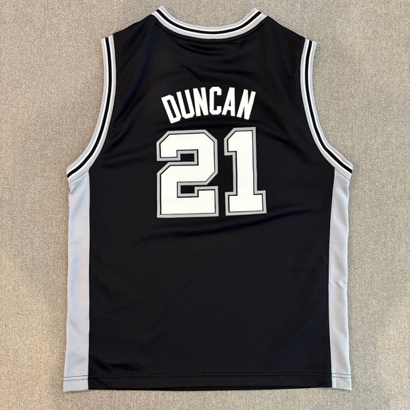 Original Tim Duncan San Antonio Spurs Adidas Jersey Black Youth Large - Picture 5 of 8